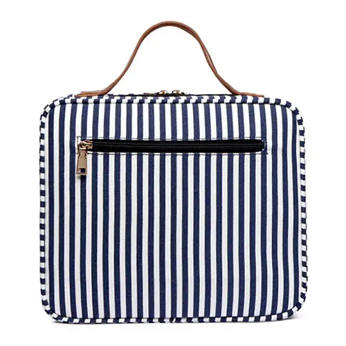 2022 Summer New Zipper Travel Stripe Canvas Weekender Large Makeup Case Bag